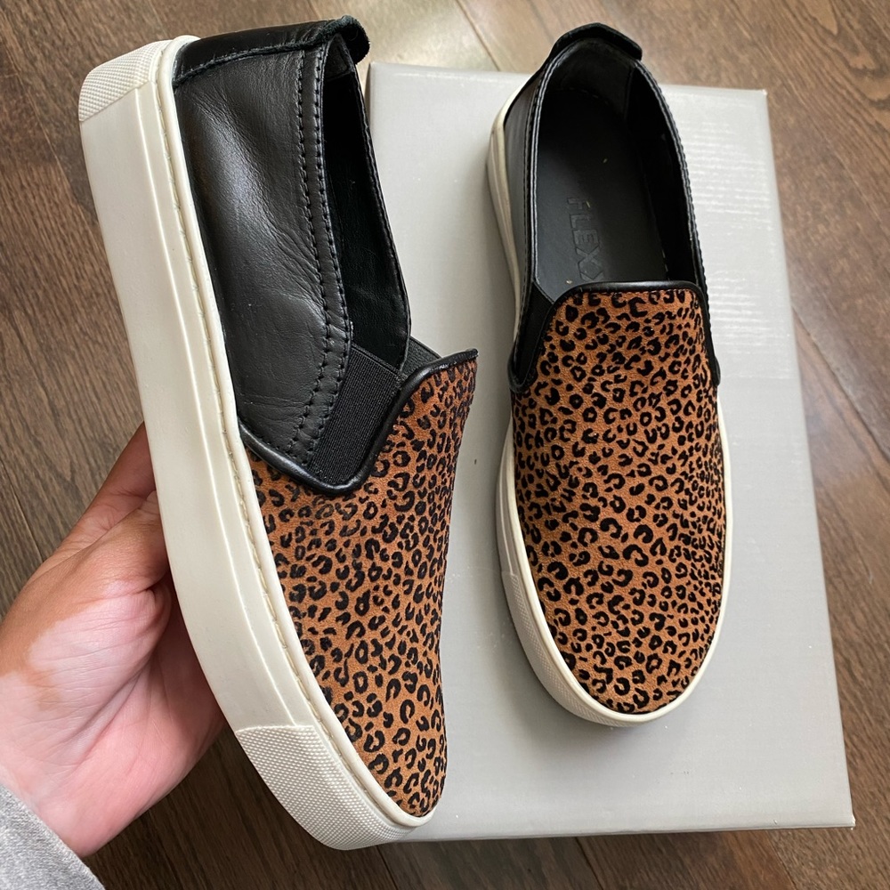 The Flexx Sneak NameSlip On Sneakers In Cognac Leopard/Black Women’s 6.5